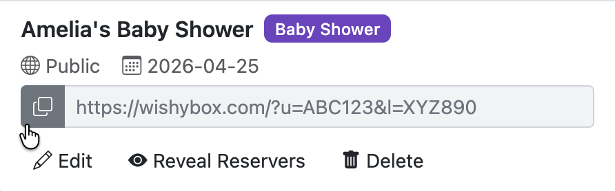 Share a baby shower list with friends and family