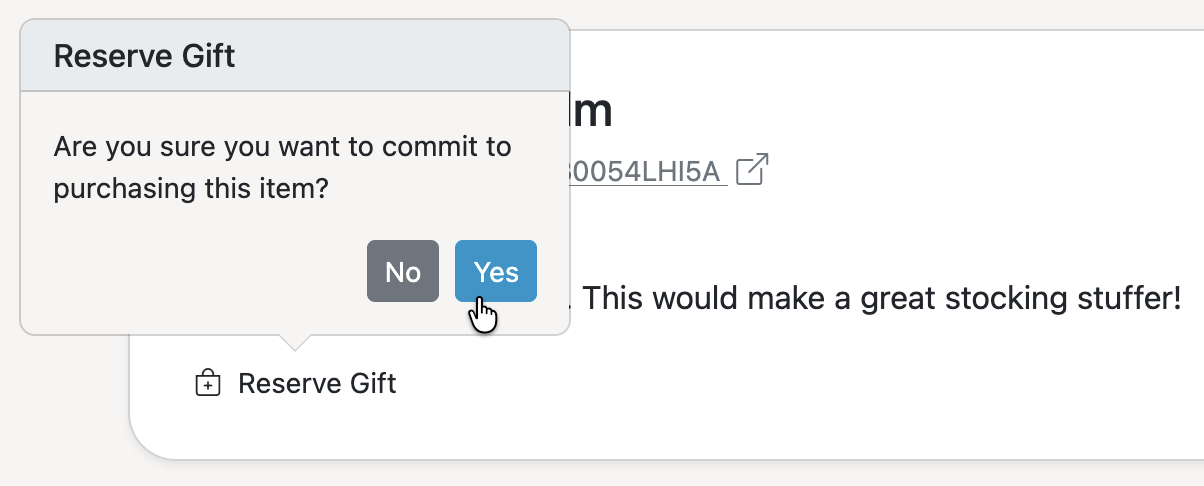 A wish list item showing the Reserve Gift button